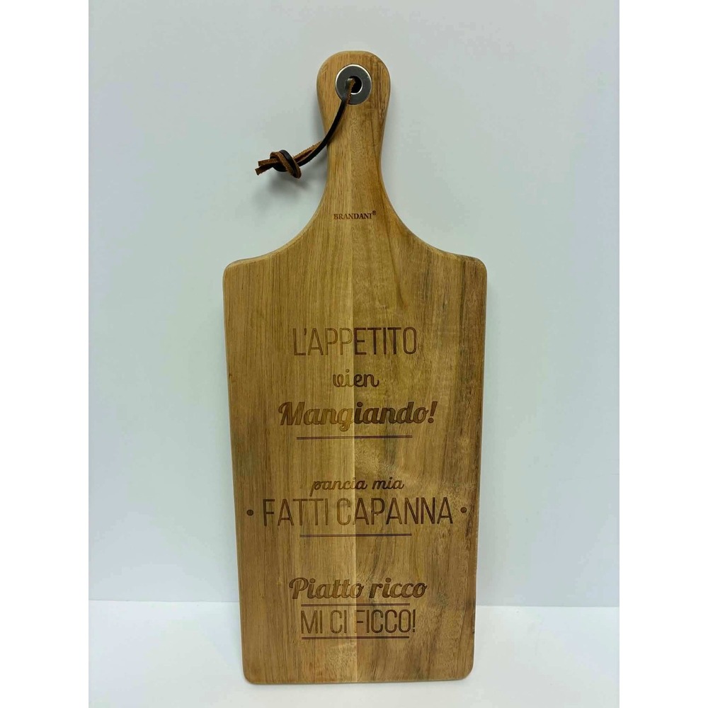 Brandani Italian Wood Cutting Board Charcuterie Paddle Engraved Serving Tray
